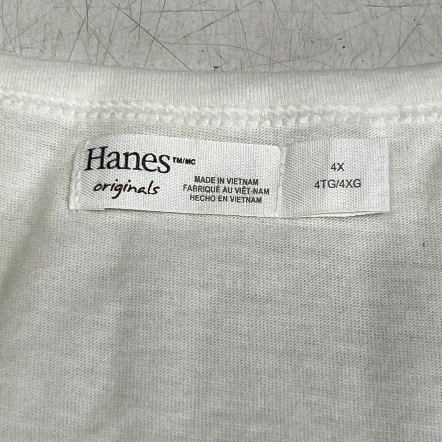 HANES Originals V Neck Tee Shirt W/ Chest Pocket  Women's Sz 4X White 0G159P