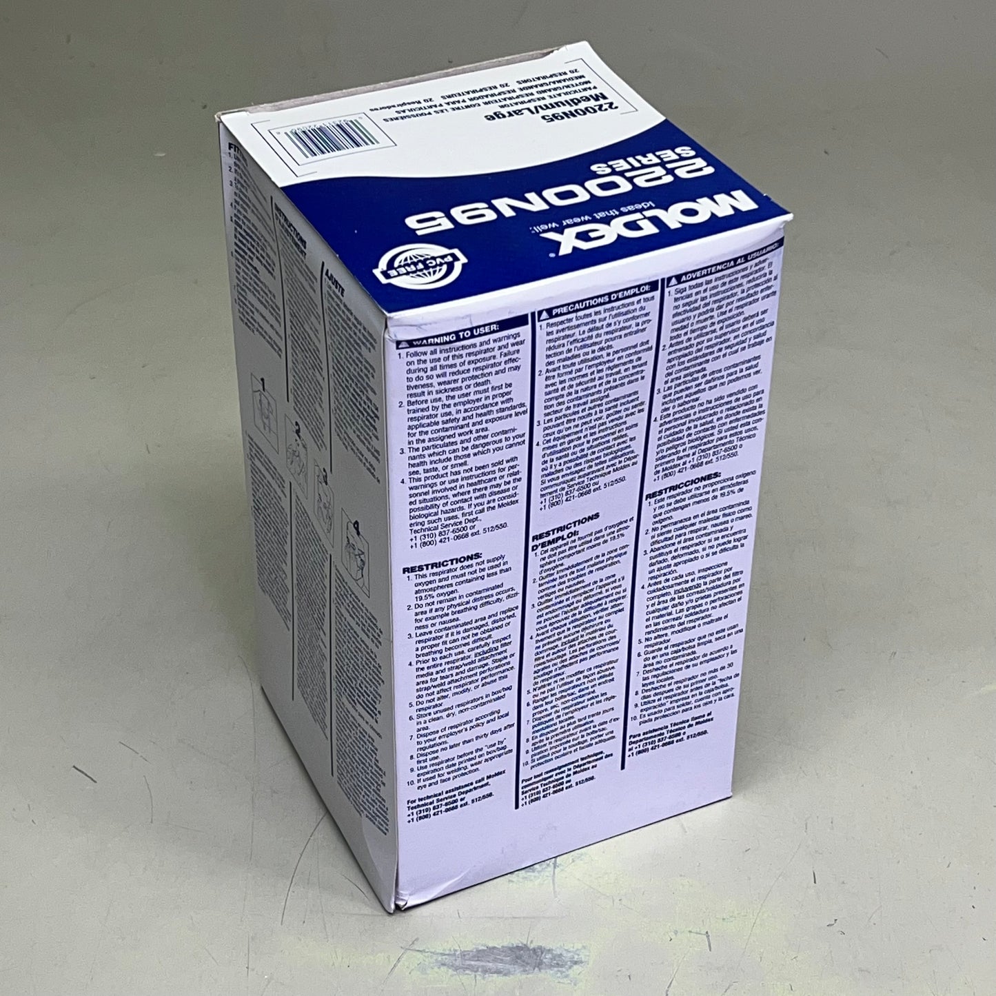 MOLDEX (20 PACK) Dura-Mesh Shell Face Respirators BB 05/30 White 2200N95