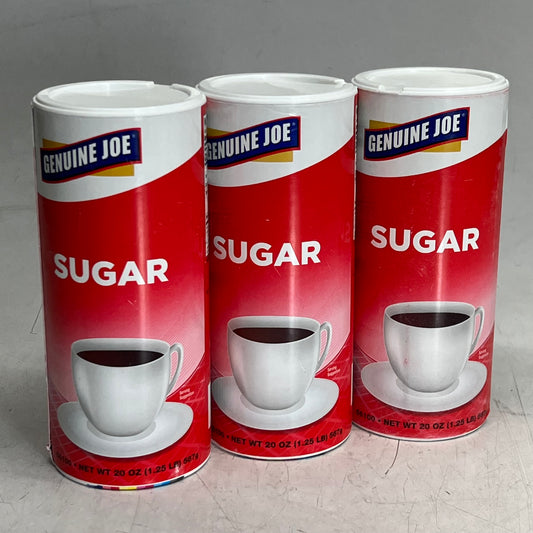 ZA@ GENUINE JOE (3 PACK) Pure Cane Sugar with Reclosable Lid 20 oz 56100
