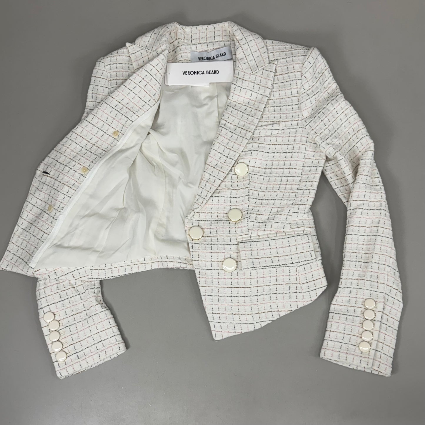 VERONICA BEARD Women's Diego Dickey Jacket Sz-10 Ivory/Multi 2406TW651509