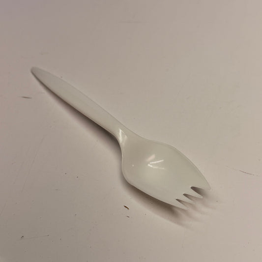 ZA@ NETCHOICE (Box Of 1000) White Spork Medium Weight Polypropylene 406013 J