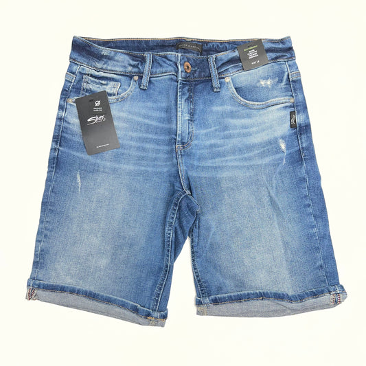 SILVER JEANS CO. Elyse Curvy Fit Mid Rise Bermuda Shorts Women's Sz 24/10 Indigo