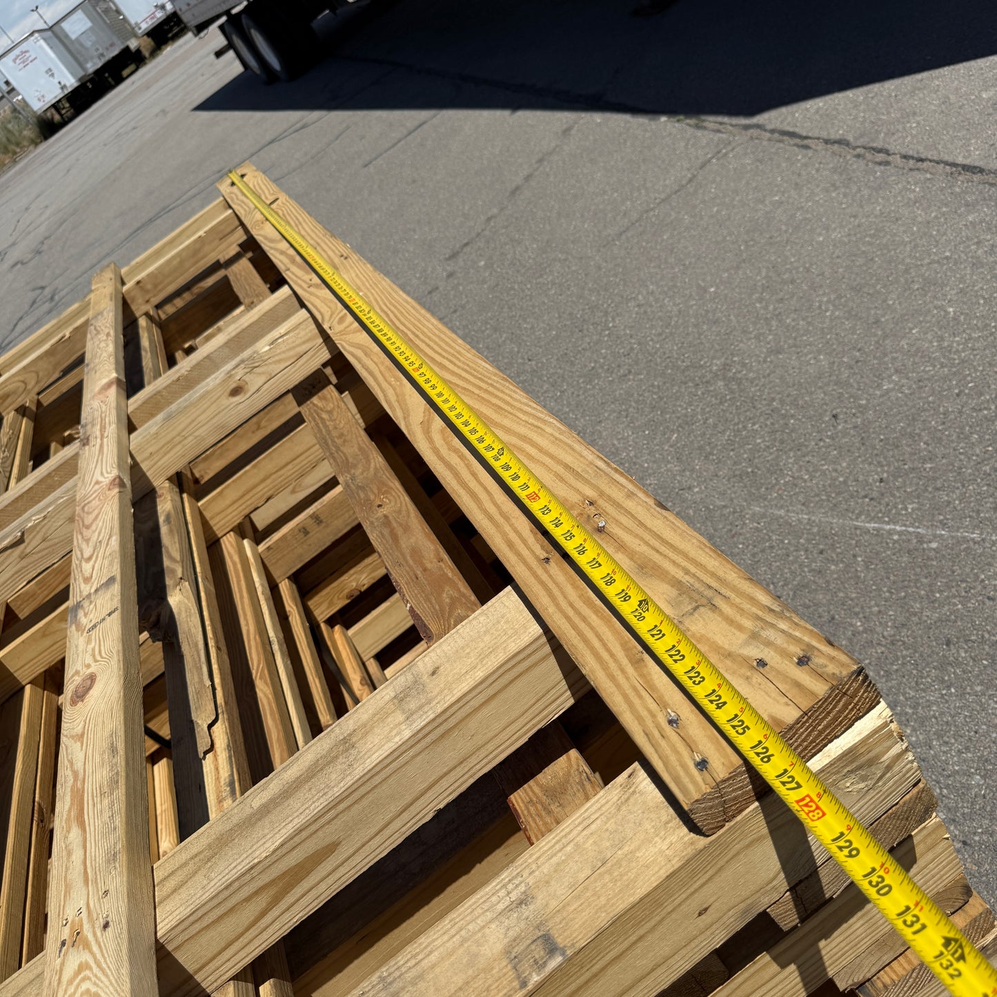 ZA@ Stack of 6 Wood Jumbo Pallets 126”x88” (AS-IS)