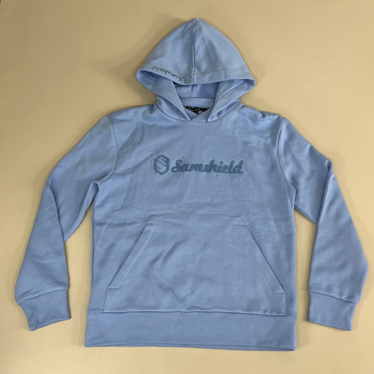 SAMSHIELD Camilla Equestrian Hooded Sweatshirt Women's Sz S Washed Blue