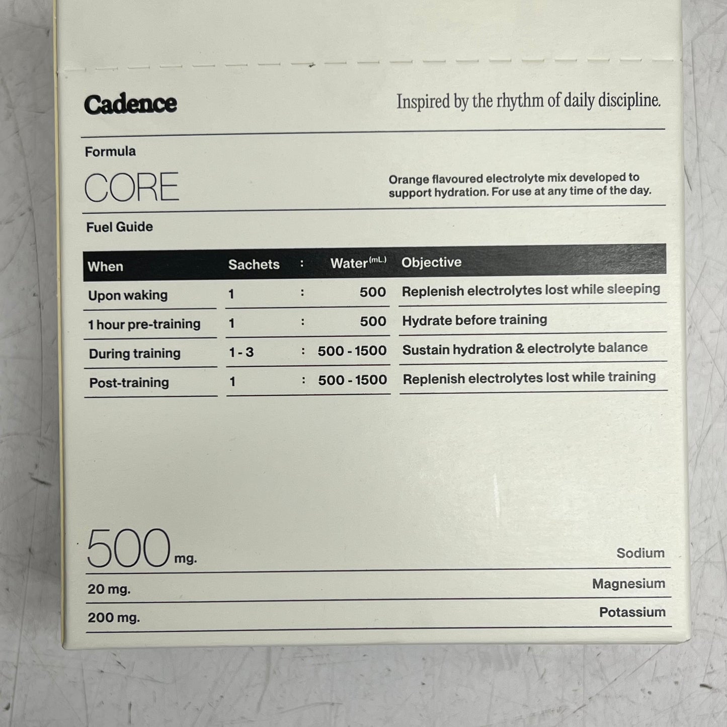 CANDENCE (30 SACHETS) Core Electrolyte Supplement Orange 0.18oz BB 09/27