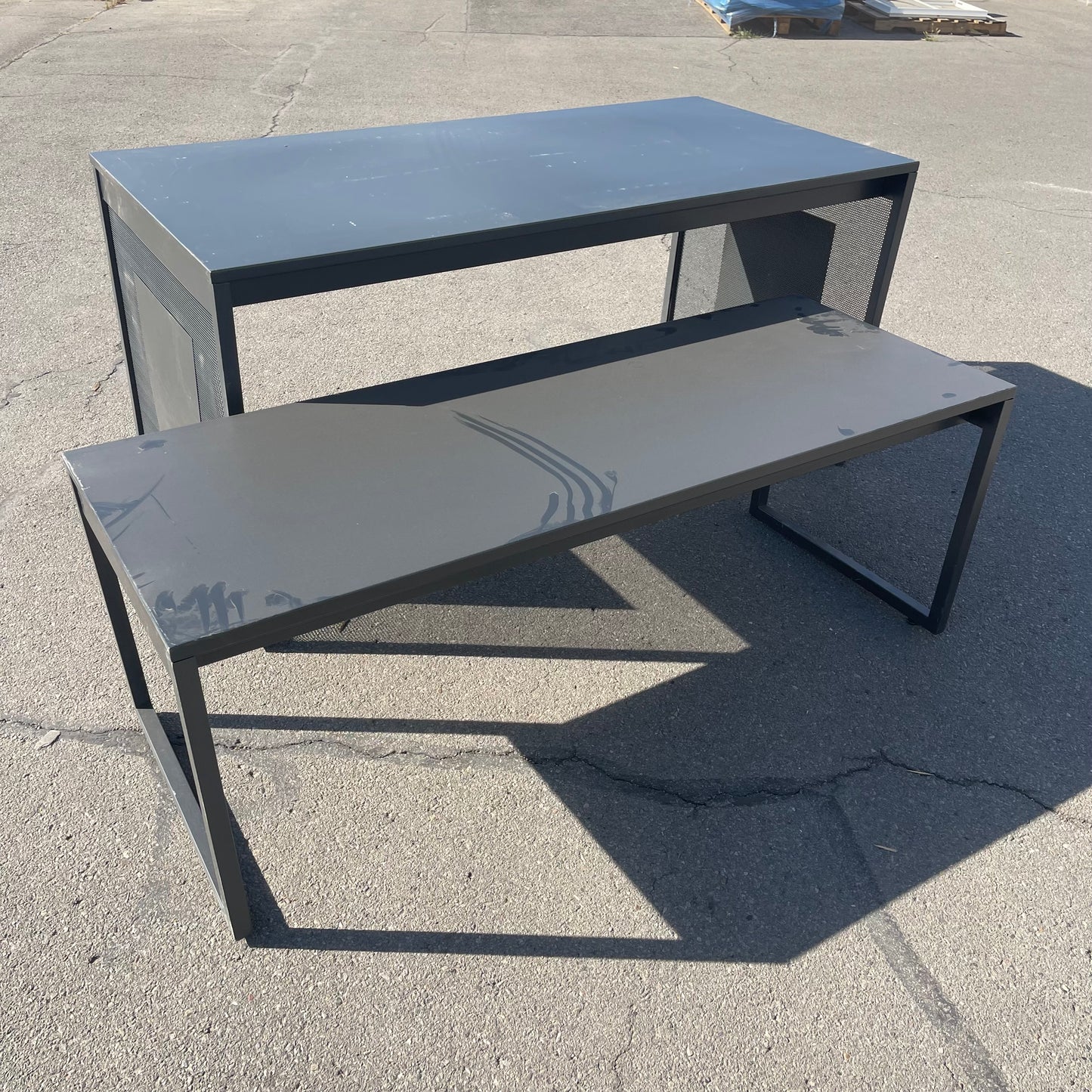 ZA@ UNBRANDED Roll Out Metal Shelving/Tables (AS-IS)