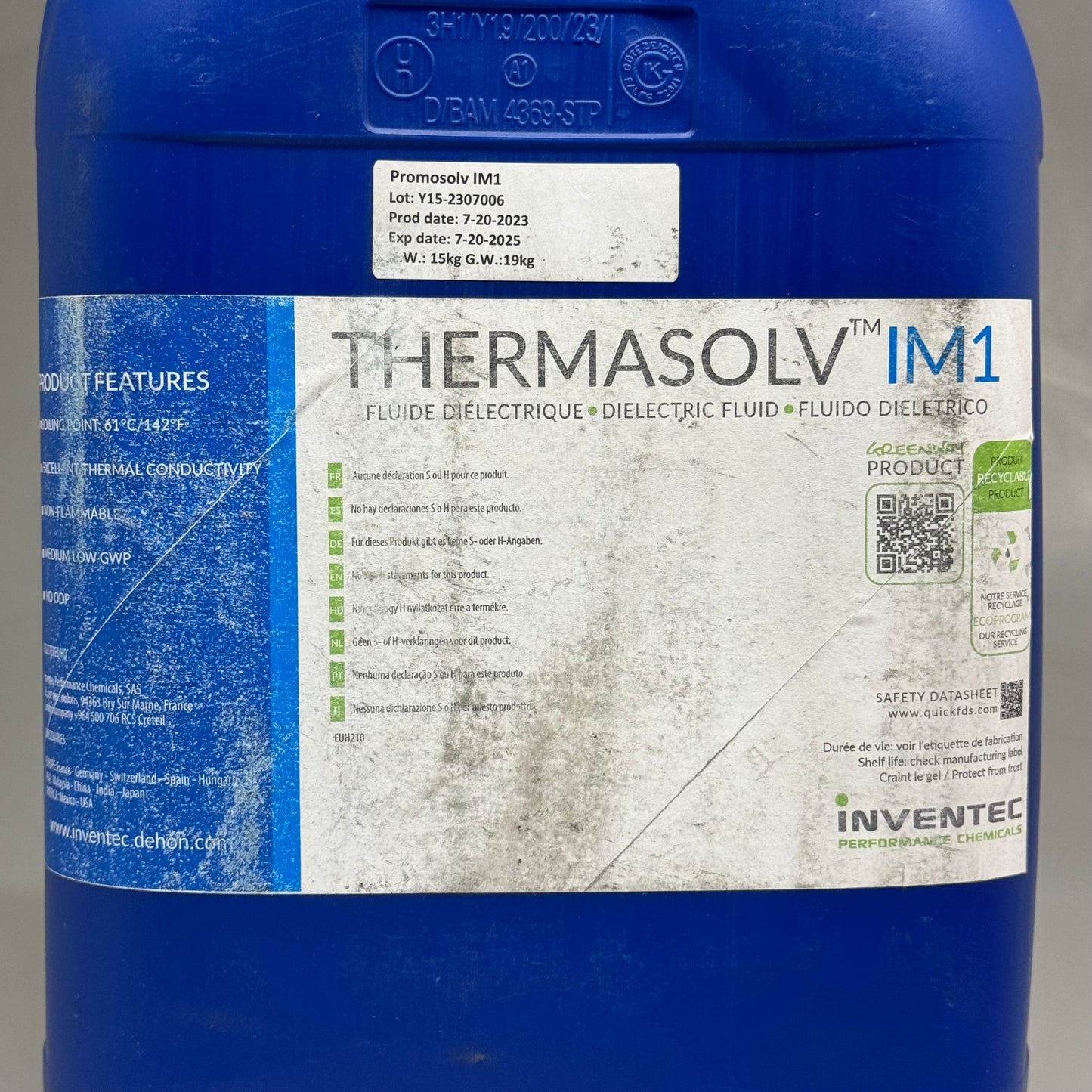 INVENTEC THERMASOLV IM1 Dialectric Fluid 13”H BB 07/25