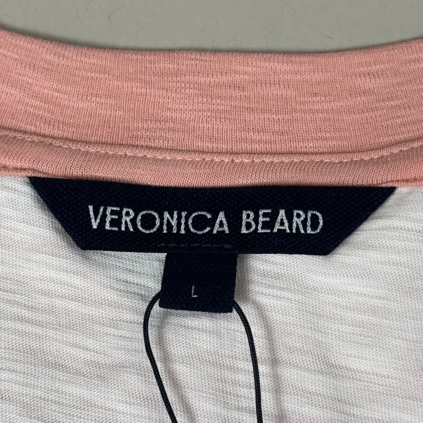 VERONICA BEARD Jeans Women's Mason Baseball Tee Sz-L Rosebloom/White