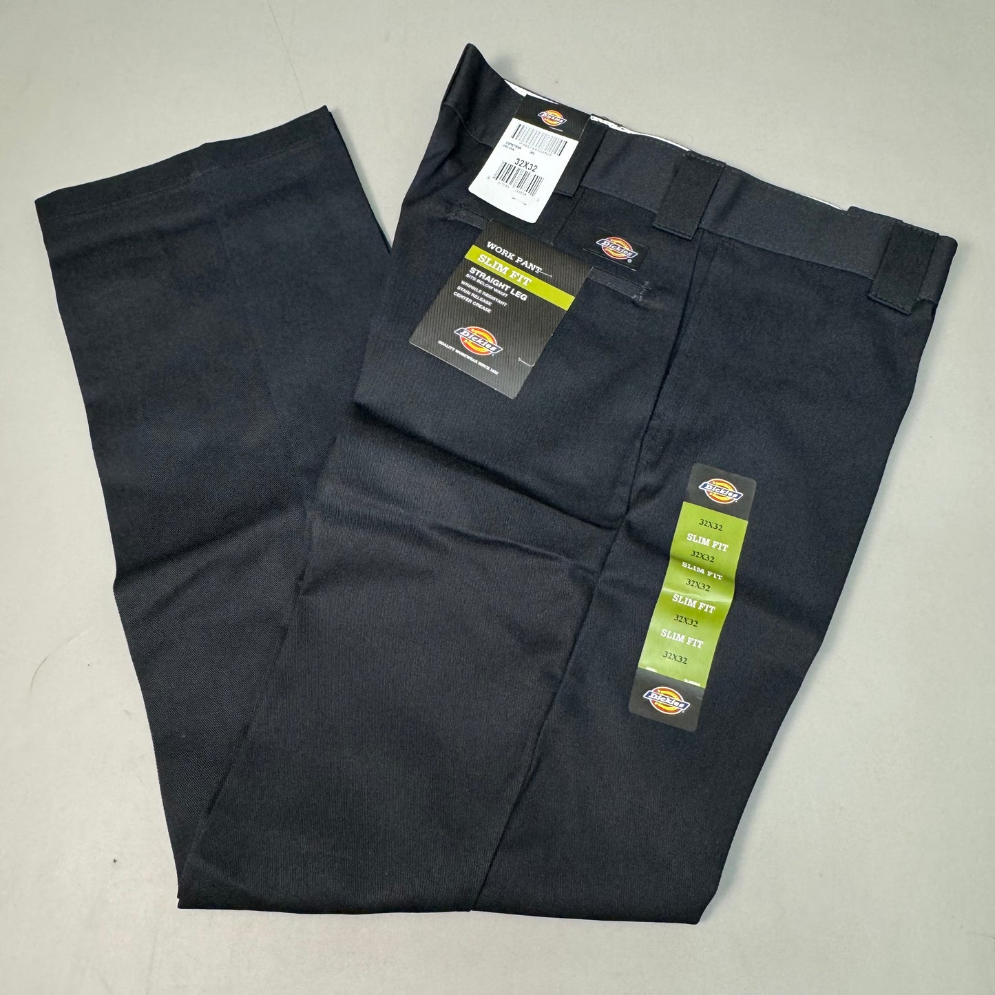 DICKIES Slim Fit Below Waist Easy Care Work Pant Men's Sz 32X32 Black WP873BK