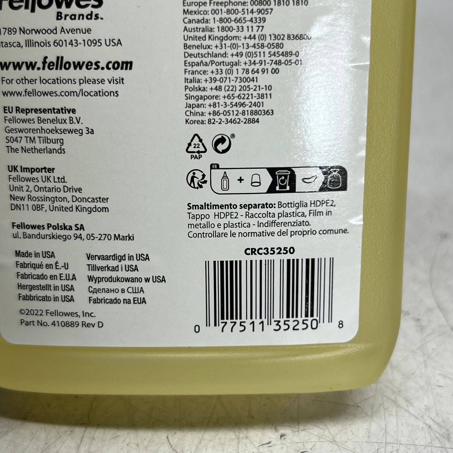 FELLOWES Powershred Performance Shredder Oil 12 oz CRC35250