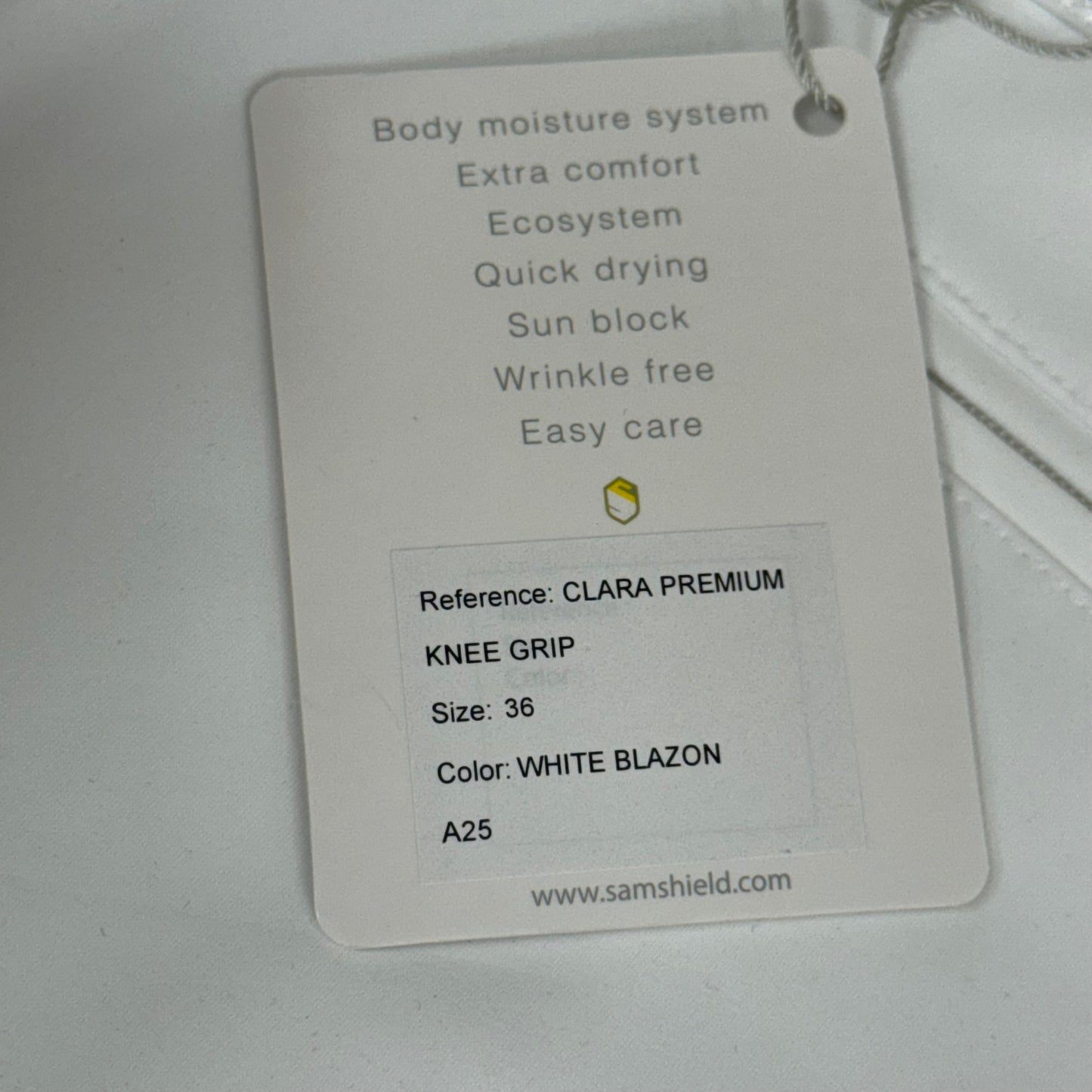 SAMSHIELD Clara Premium Knee Grip Equestrian Pants Women's Sz US 26 White Blazon