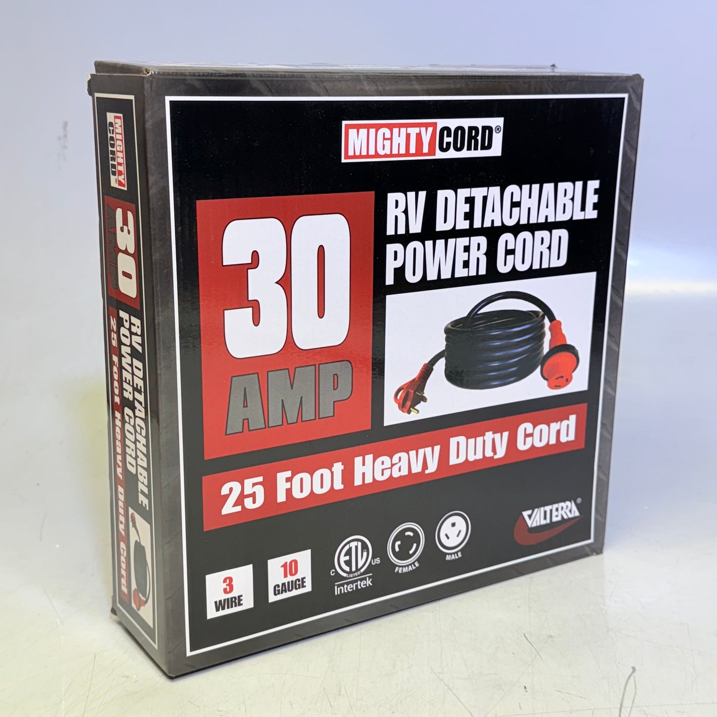 VALTERRA Mighty 30-Amp Cord RV Detachable Power Cord, 25 Ft Cord For RV, Red-New