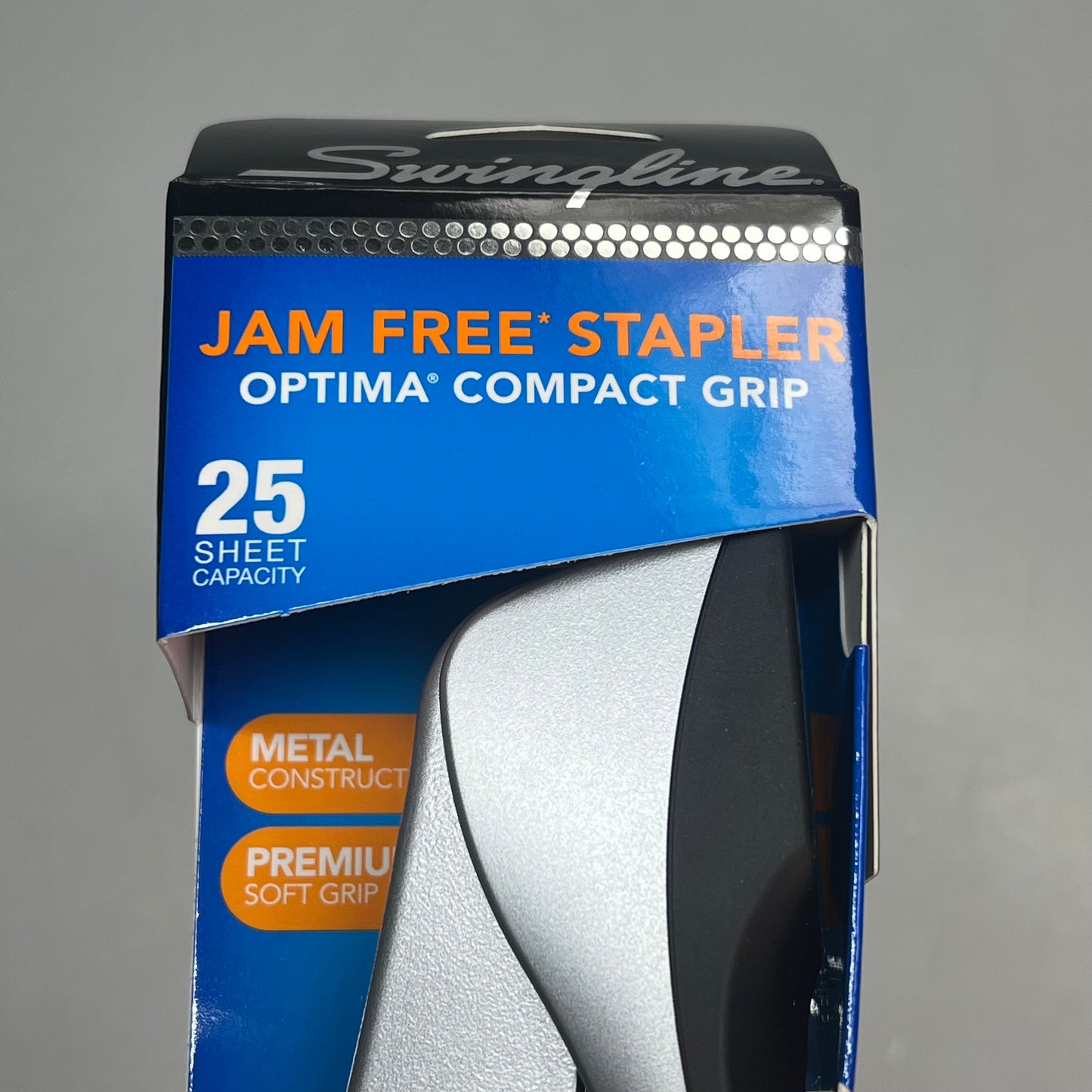 SWINGLINE Optima Compact Grip Stapler Jam Free 25-Sheet Capacity Silver 87816