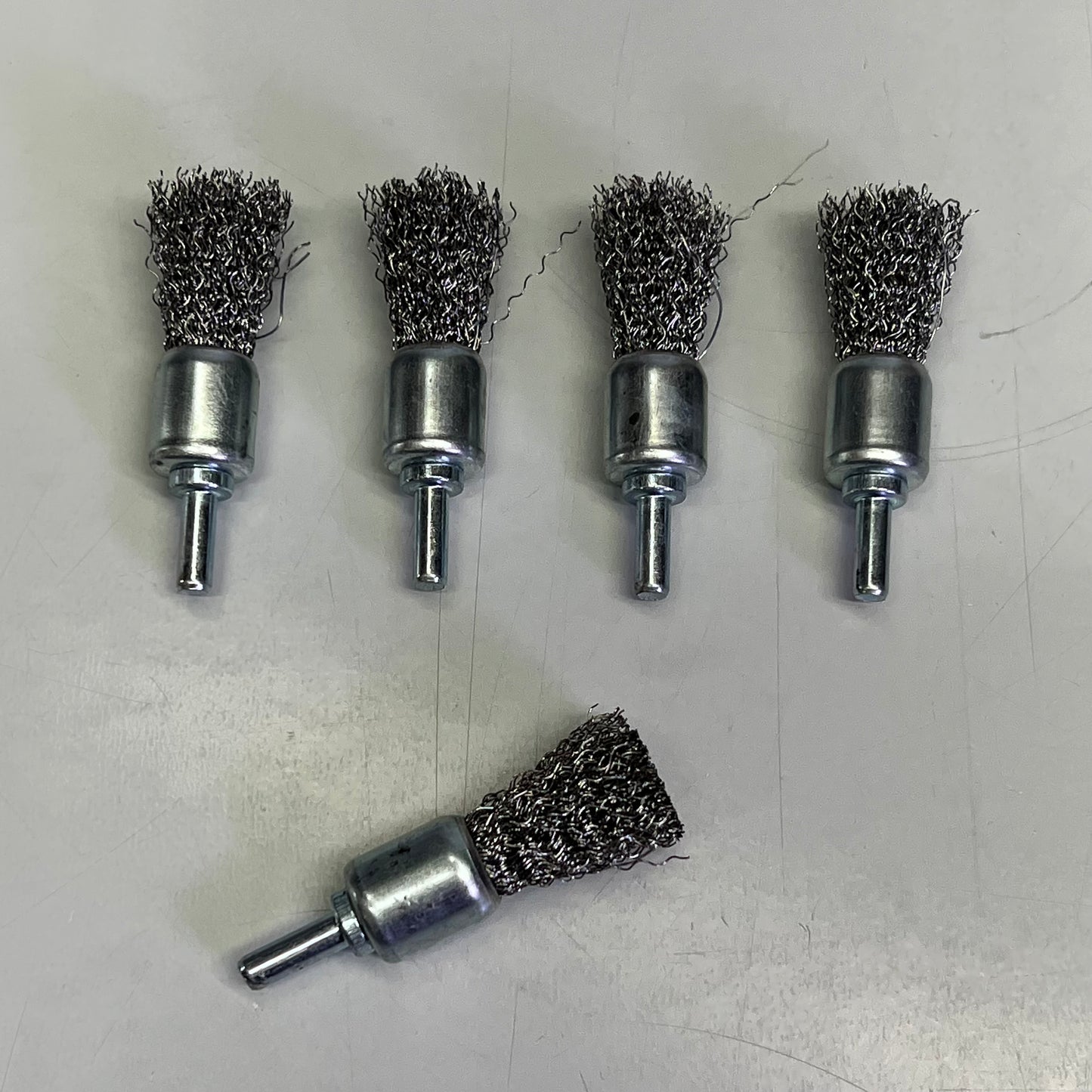 (5 PACK) Crimped Wire End Brush Stainless Steel 3/4" Dia 5/8" Post Chrome