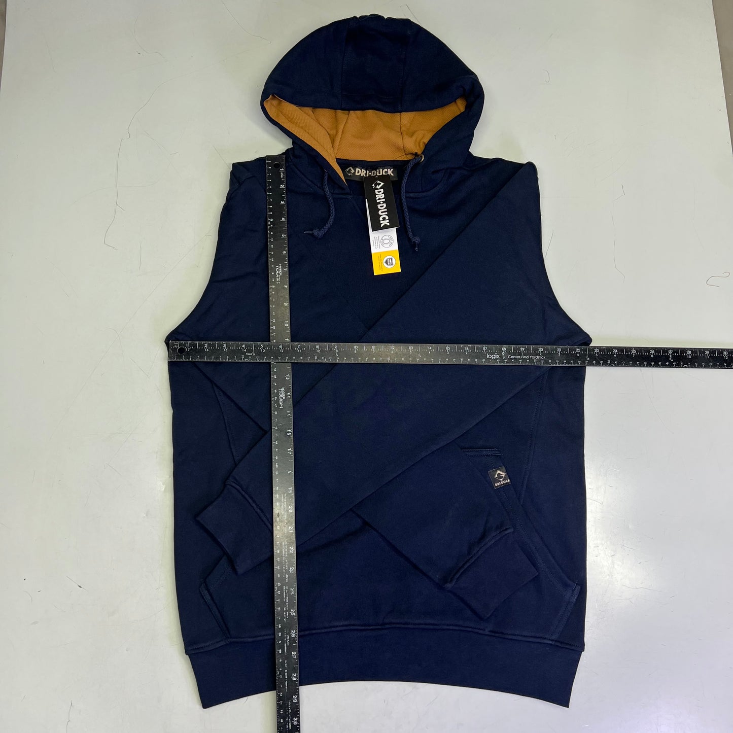 DRI DUCK Woodland Fleece Pullover Thermal Hood Men's Sz M Navy Blue/Yellow 7035