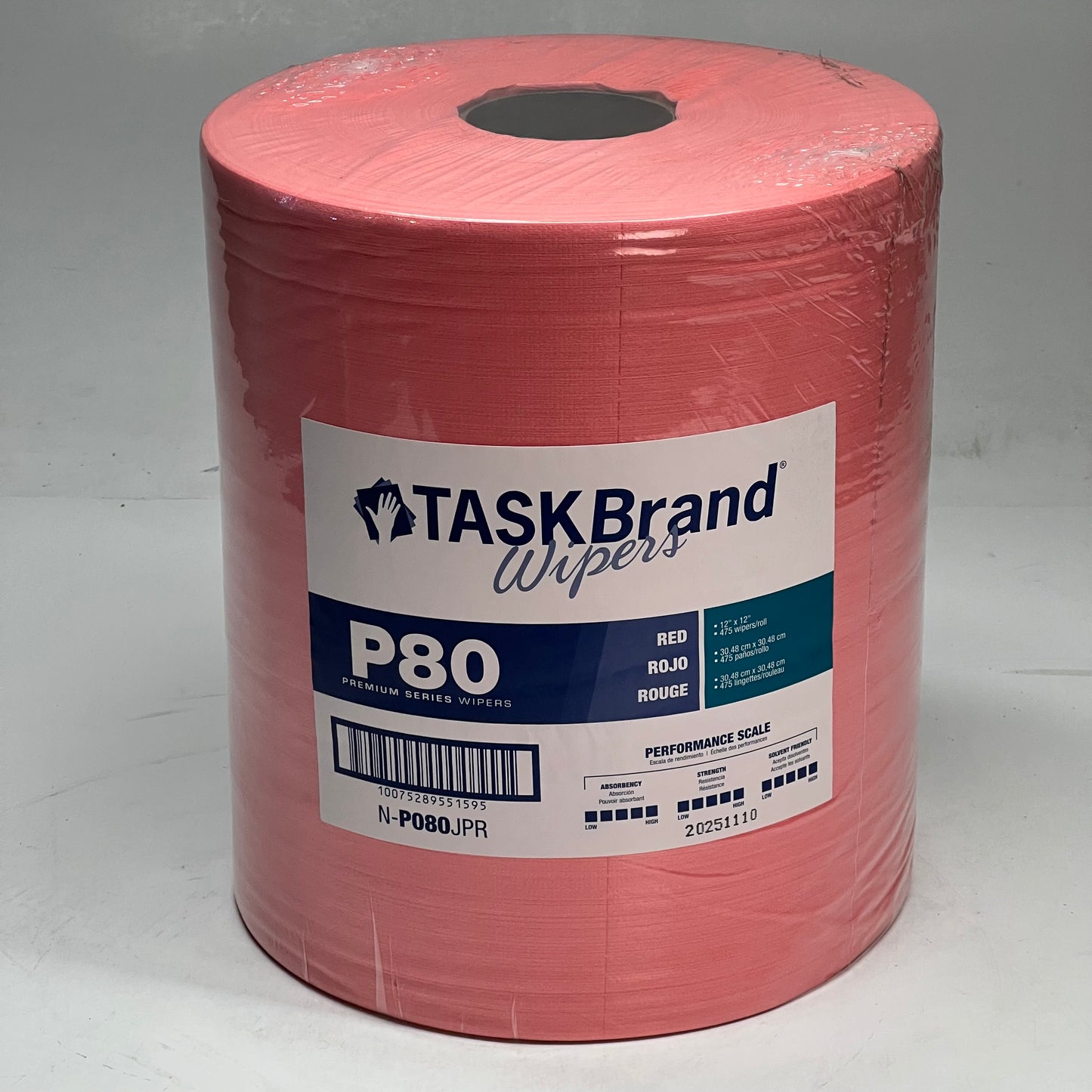 TASKBRAND Premium Series Wipers Sz 12" x 12" - Red P80