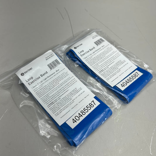 BODY SPORTS (2 Pack) Loop Exercise Band Light Resistance 2"x24" Blue
