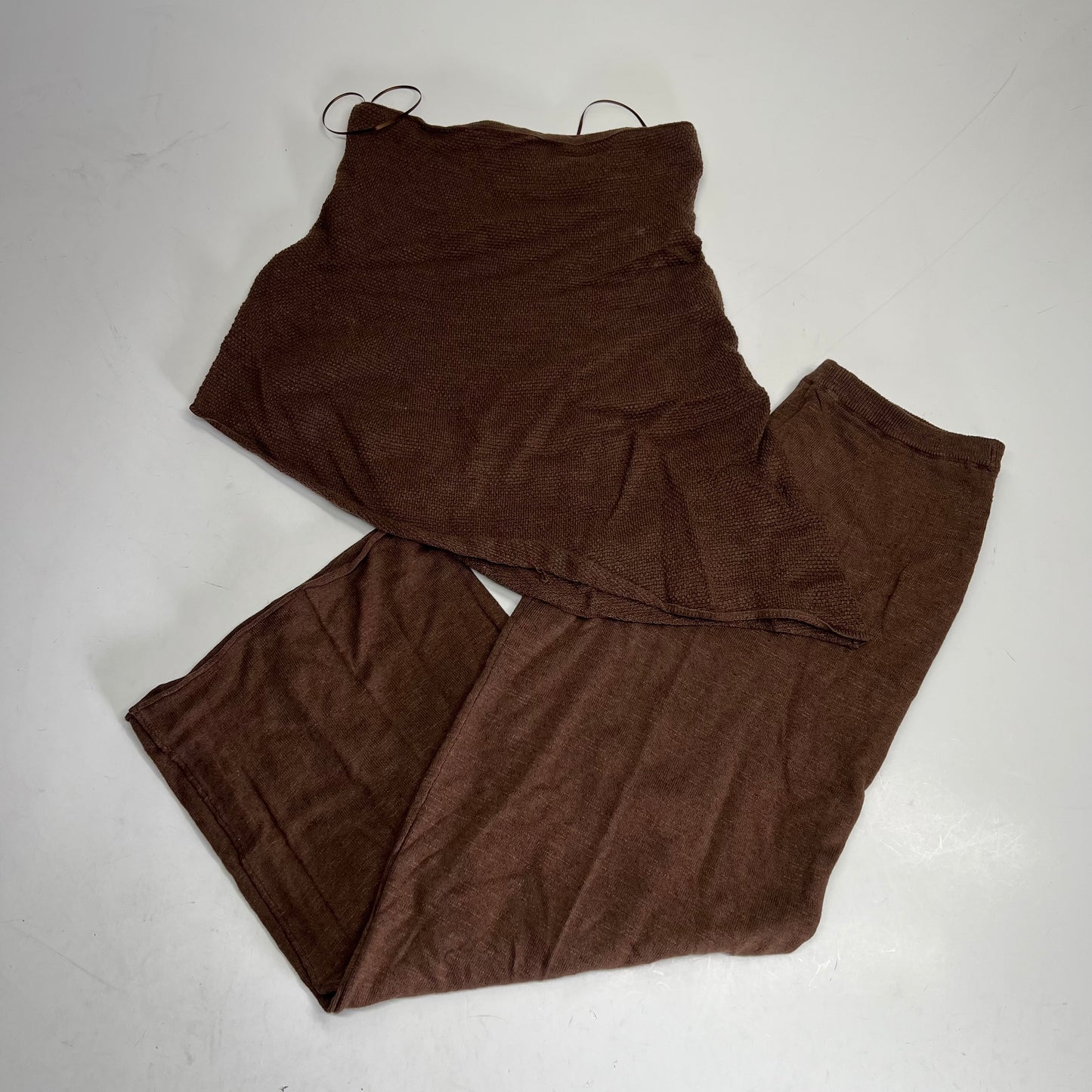 FREE PEOPLE Free Est Krista Cotton-linen Sweater Set  Women's Sz S Carafe