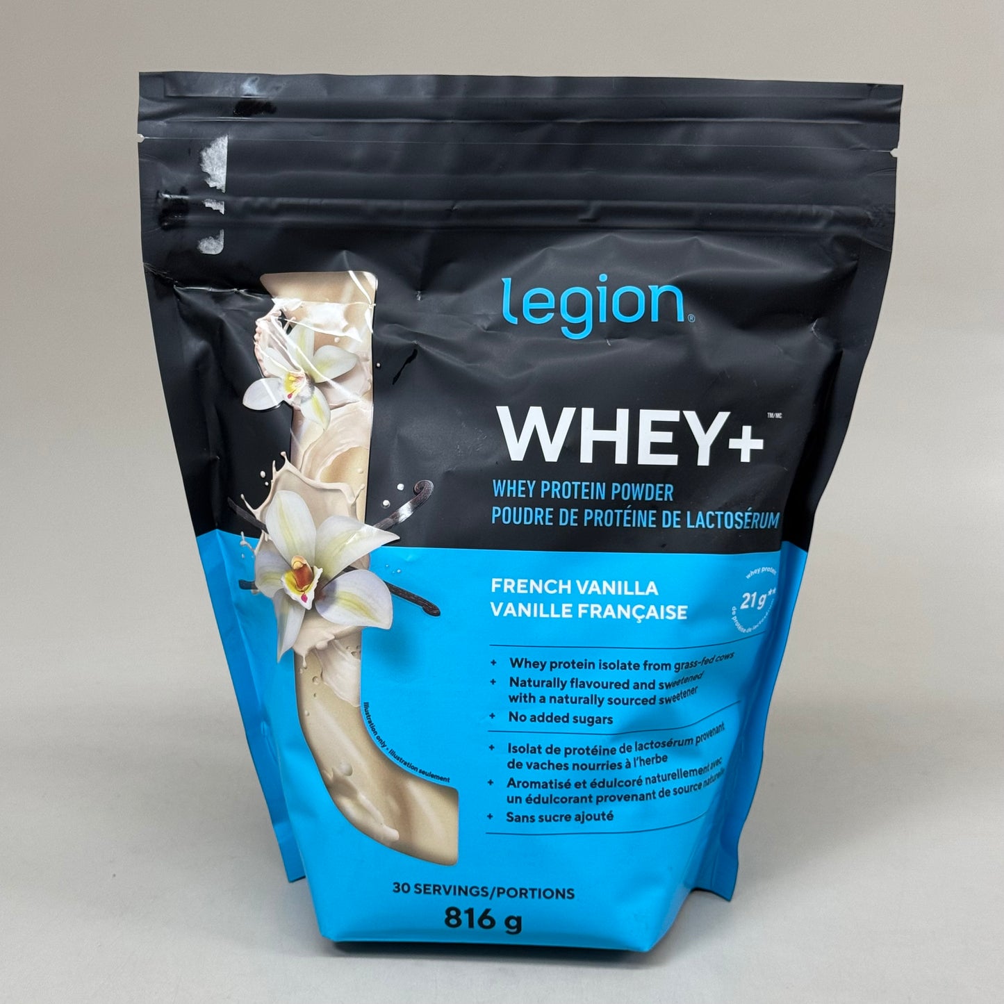 LEGION Whey+ French Vanilla Flavor Natural Ingredients 30 Serving 816g BB 01/26