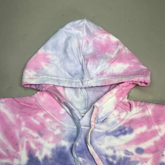 COLORTONE Sweat Shirt Crop Top Tie Dye Hoodie Women's Sz M Cotton Candy 8333