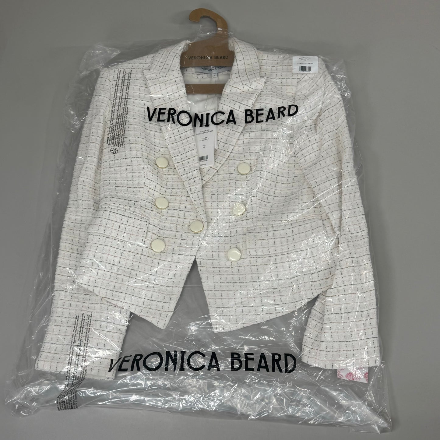 VERONICA BEARD Women's Diego Dickey Jacket Sz-10 Ivory/Multi 2406TW651509