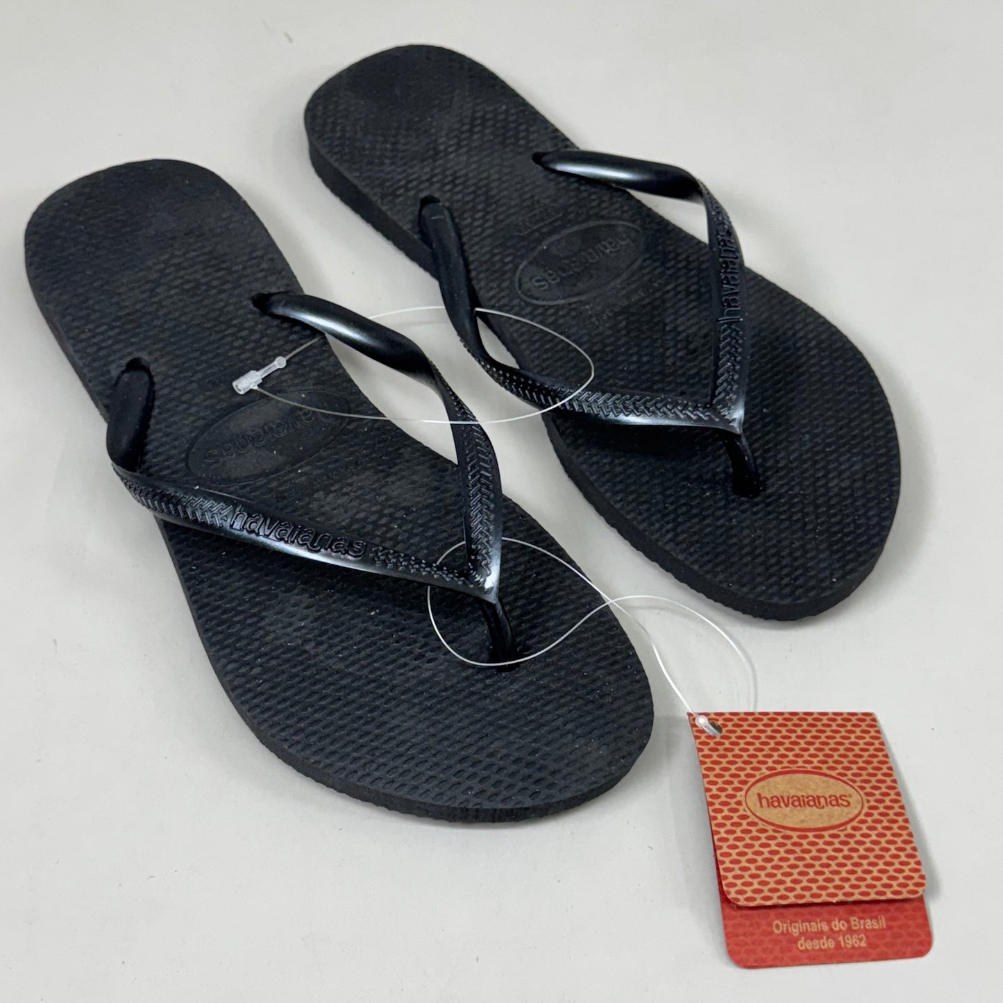 ZA@ HAVAIANAS High Quality Rubber Slim Flip Flops Non-Slip Women's 7/8 Black 400030 C