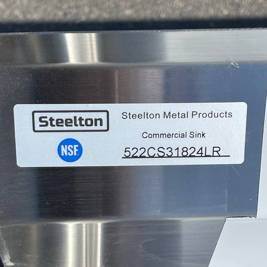 STEELTON Commercial 3 Compartment Sink Stainless Steel 522CS31824LR