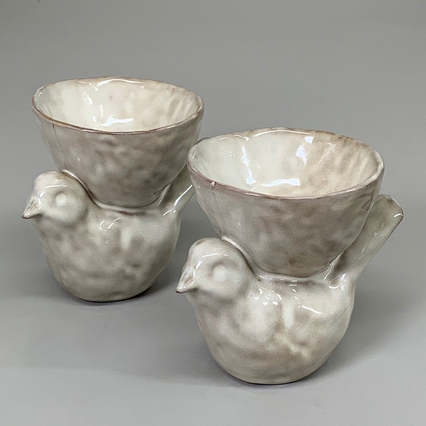 CREATIVE CO-OP INC. (2 PACK) Avian Stoneware Bird Bowl Home Decor Cream DF9590