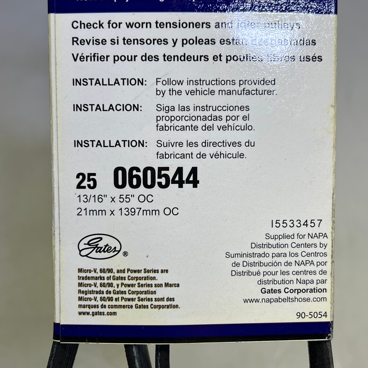 NAPA V-Ribbed Belt For Buick & Chevrolet Models  K06 13/16" x 55" Black 25060544