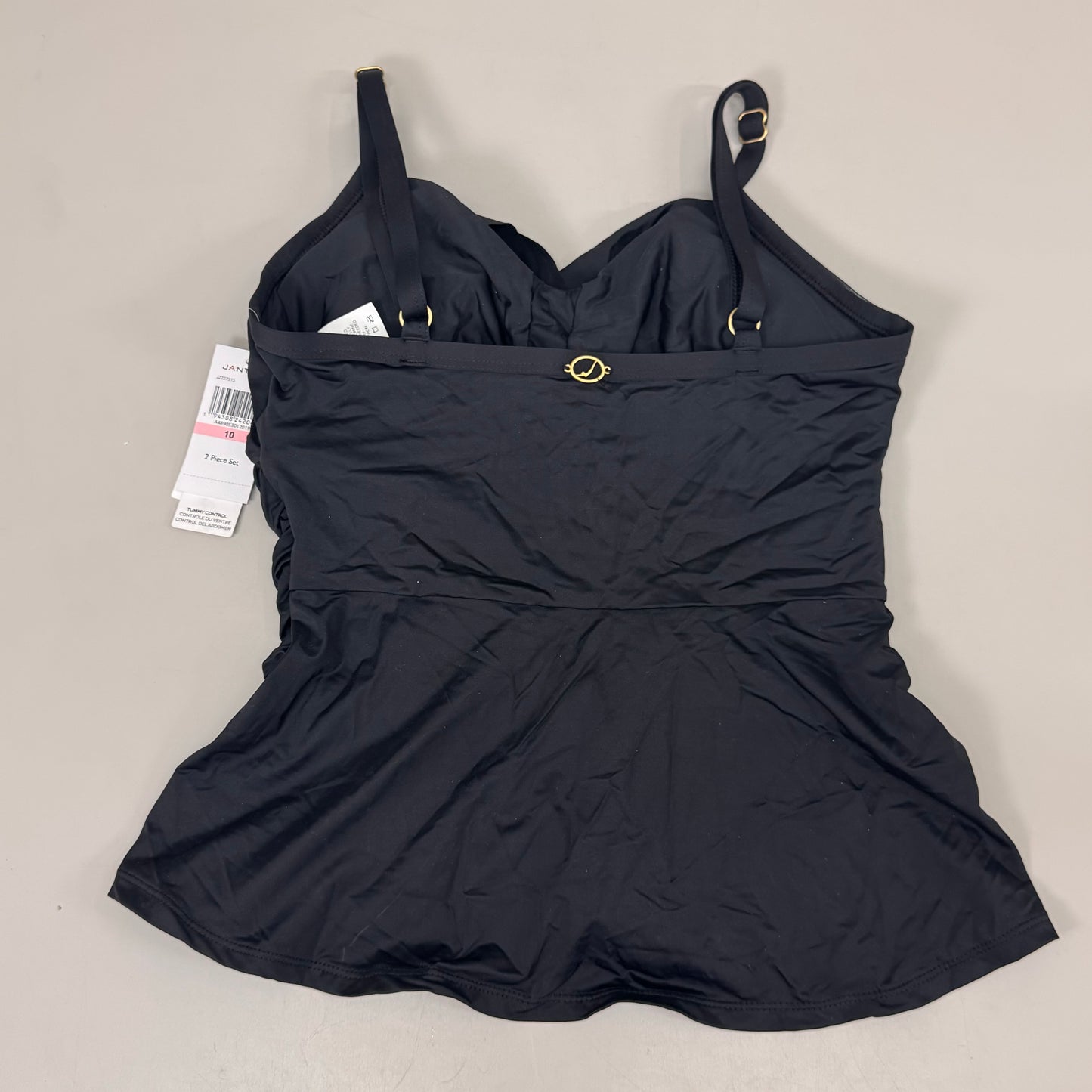 JANTZEN Womens Bathing Suit Women's Black Tankini Sz-10 JZ22731S