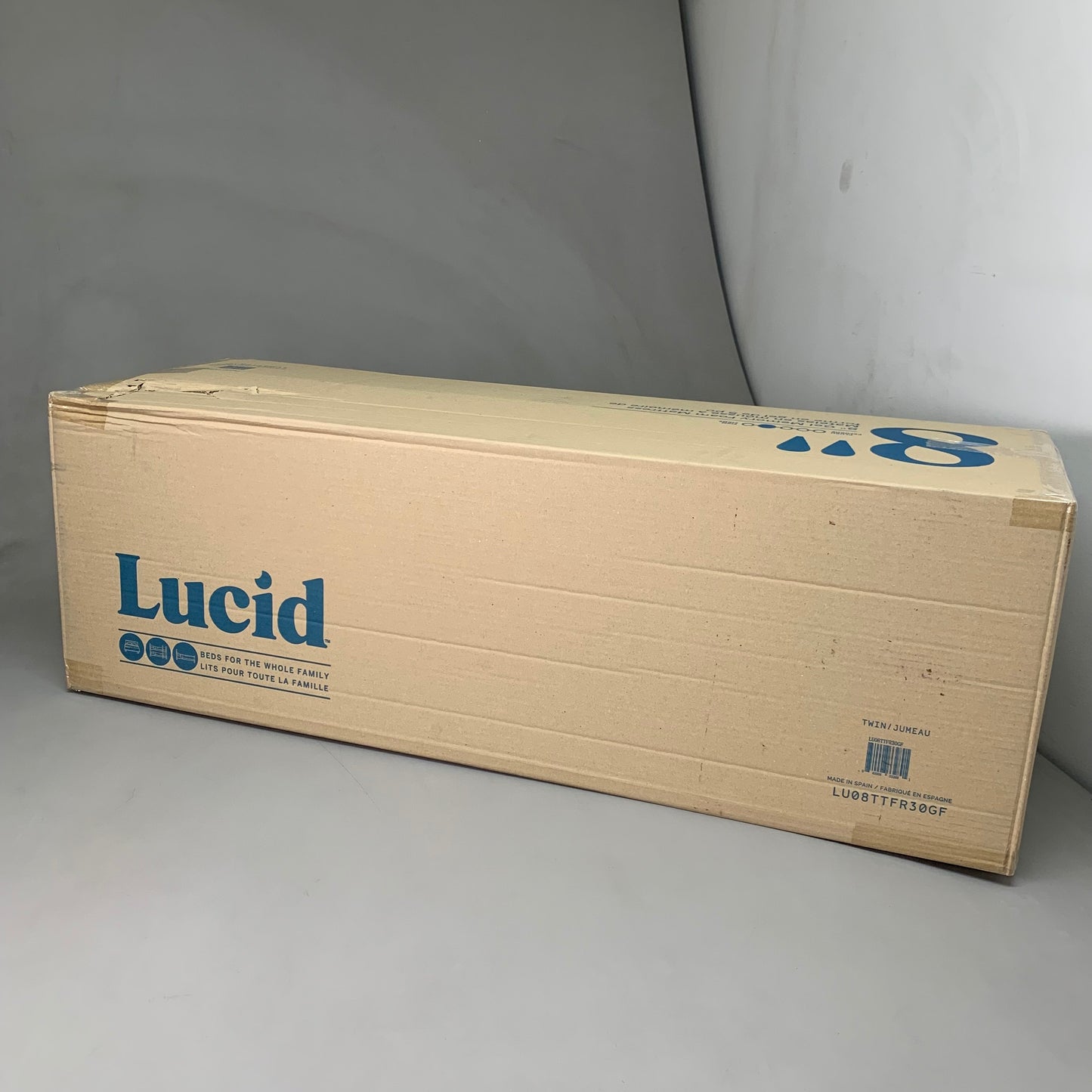 LUCID 8" Gel Memory Foam Mattress Medium Firm Twin White LU08TTFR30GF