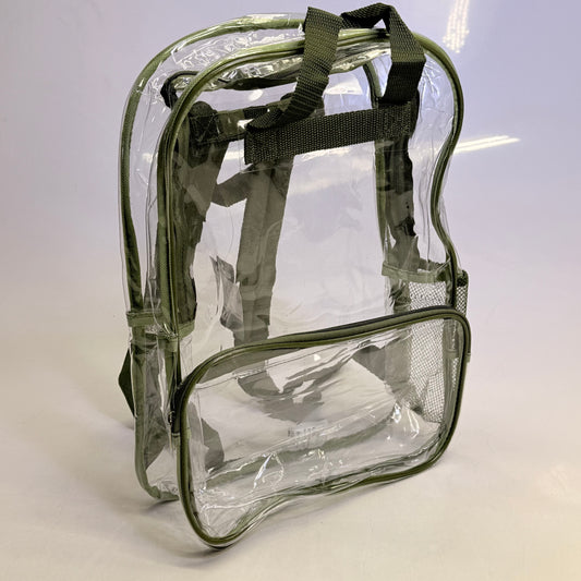 BWAP 17" Clear Plastic Backpack 17" x 12" x 6" Color Olive Green BP1643