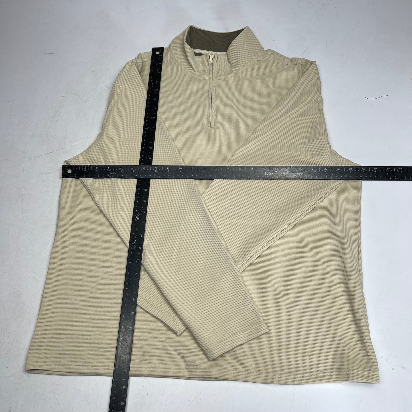 THOMAS STERLING Half Zip Up Waffle Knit Jacket Men's Sz XL Khaki 110034747