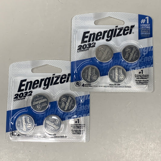 ENERGIZER (2 Pack) Lithium Coin 2032 Batteries 4 Pack BB 03/2022 (8 Total) 851179
