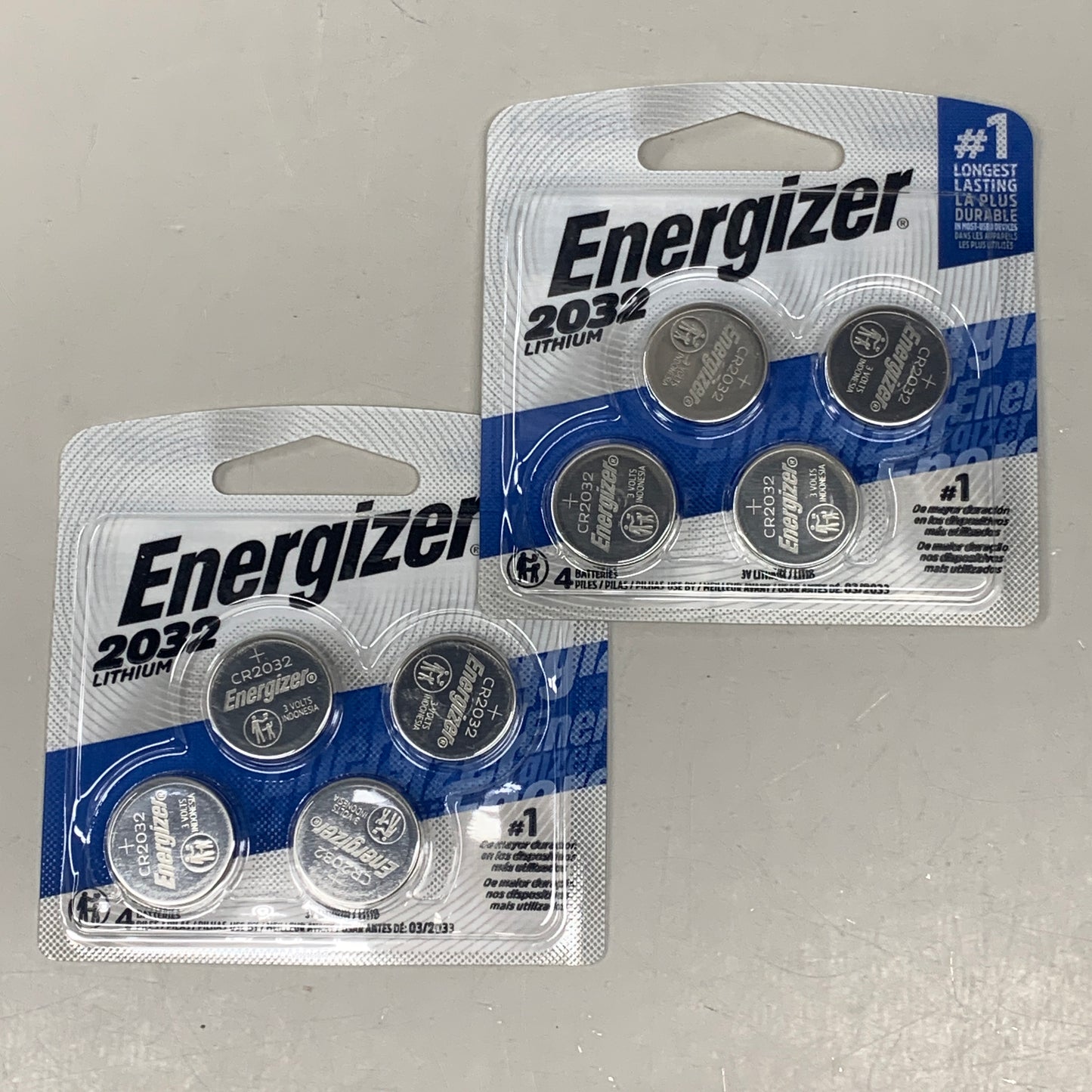 ENERGIZER (2 PACK, 8 Total Batteries) 2032 Lithium Coin Battery for Key FOB 851179