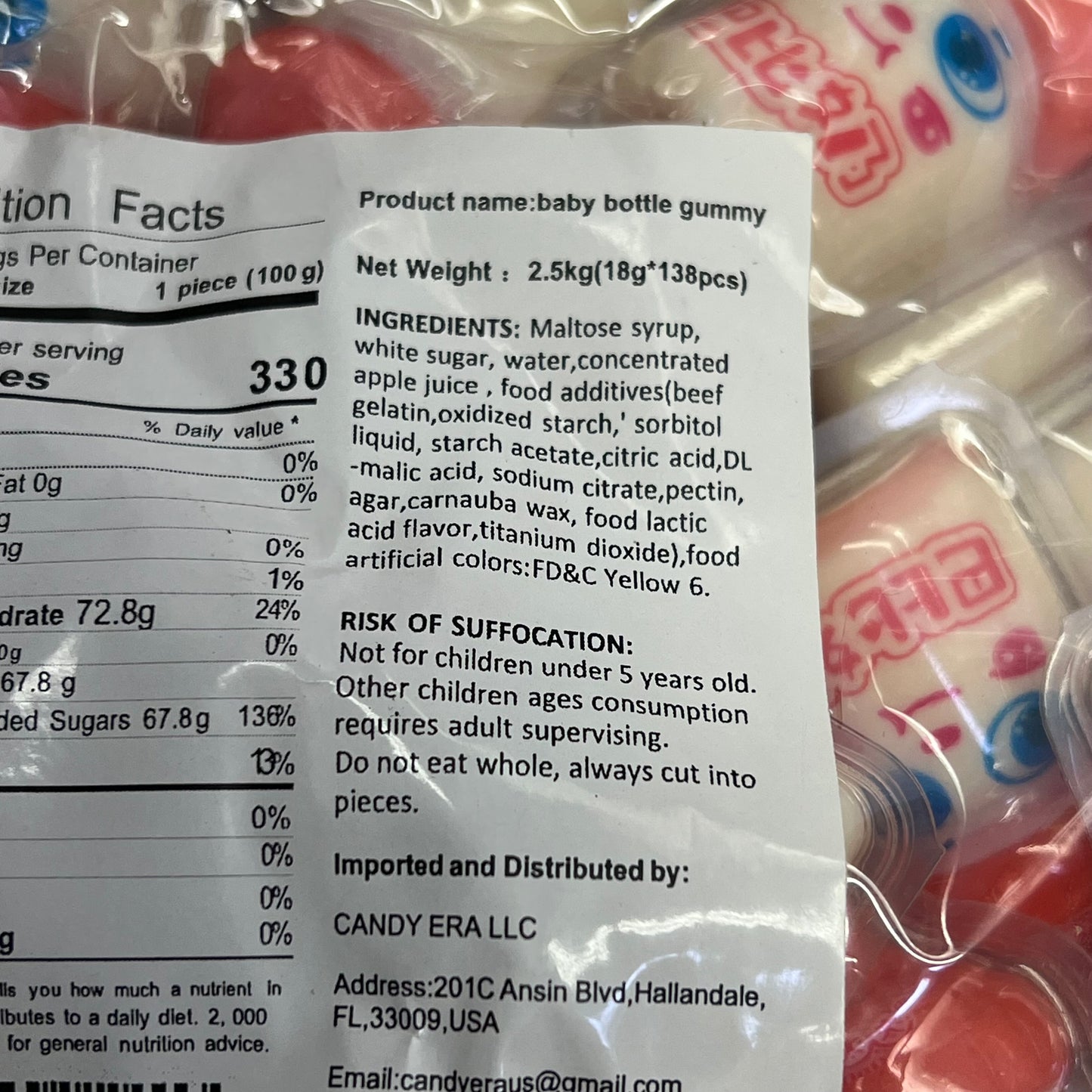 DEER DADA (5 LBS BAG) Individually Wrapped Baby Bottle Filled Gummy Candy BB 05/26