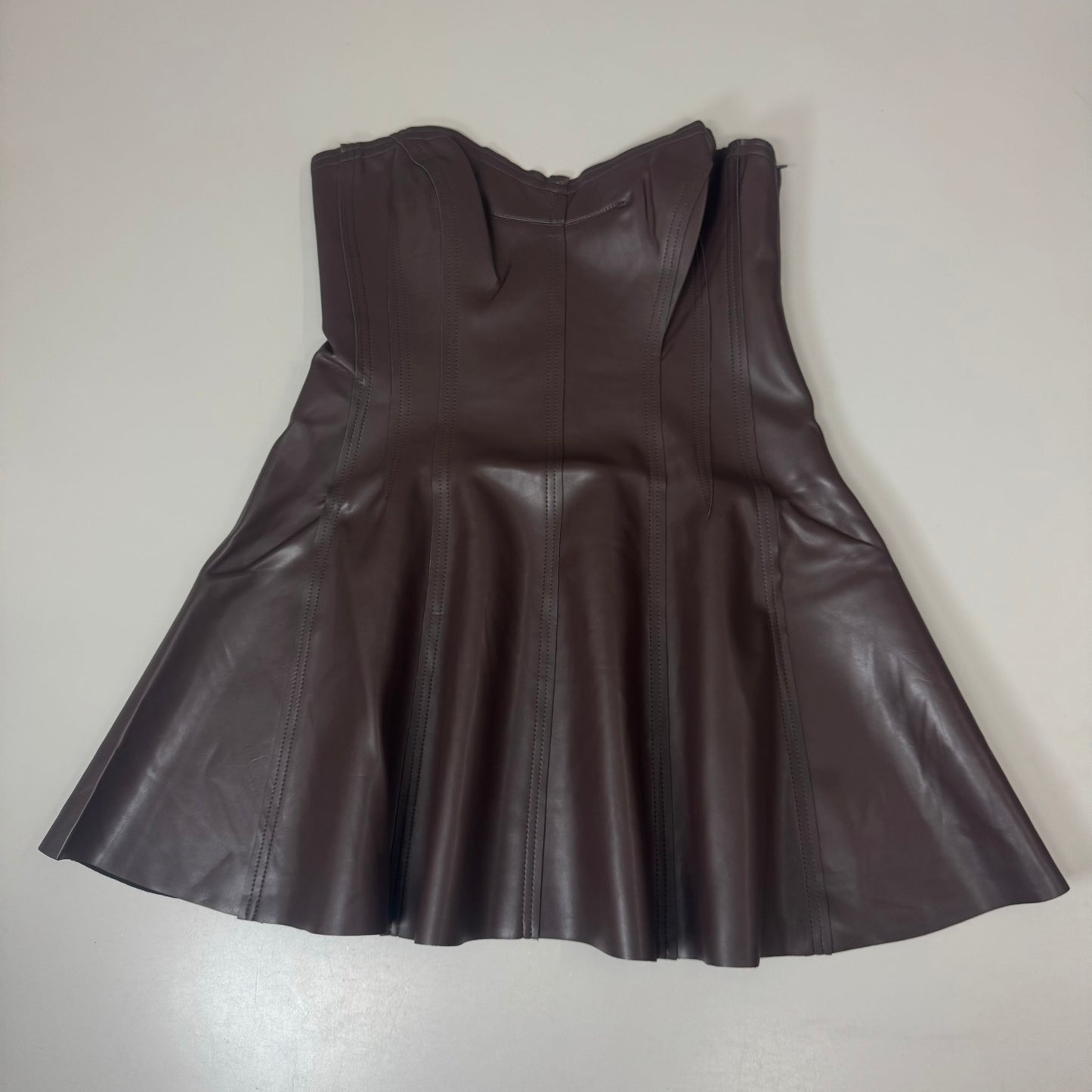 NORMA KAMALI Strapless Grace Mini Dress Unlined Women's Sz XL/42 Chocolate
