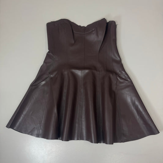 NORMA KAMALI Strapless Grace Mini Dress Unlined Women's Sz XL/42 Chocolate