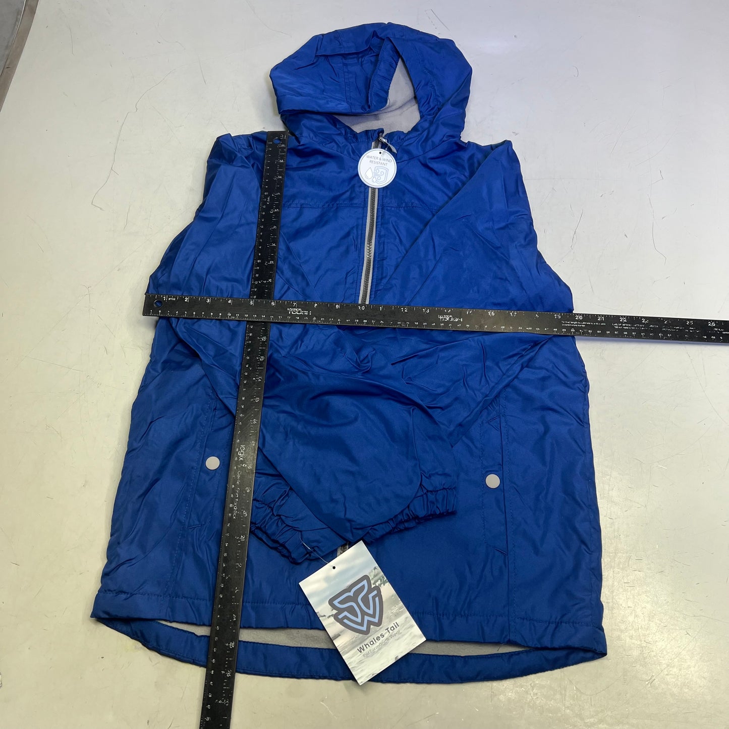 WHALES TAIL PERFORMANCE WEAR Fleece Lined Windbreaker Jacket Boy's Sz 14 Blue