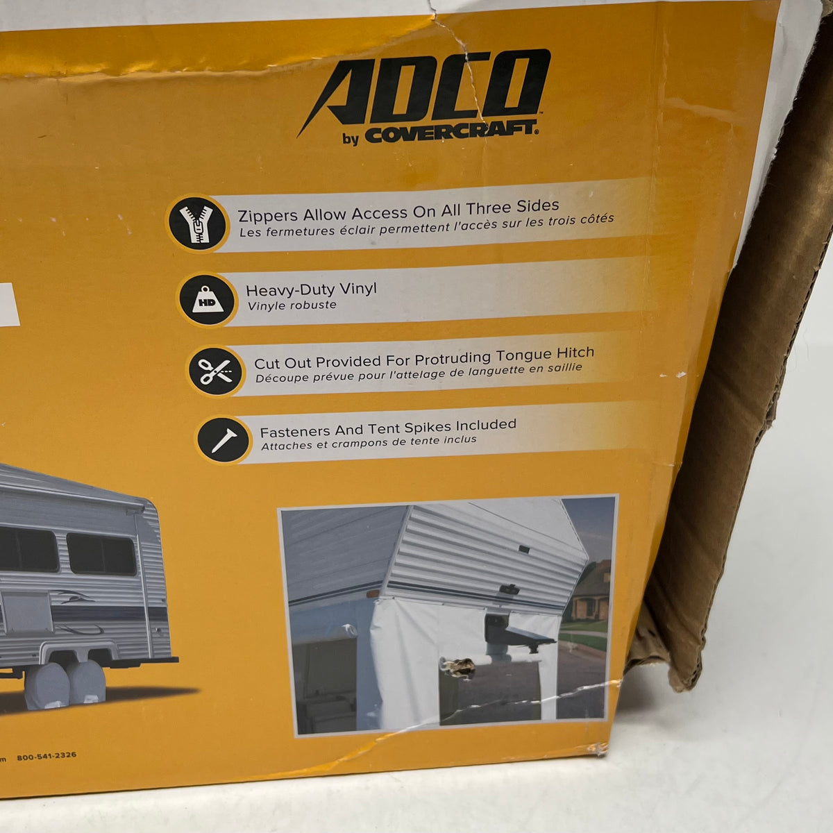 ADCO Laminated Vinyl 5th Wheel Skirt W/ Nylon Zippers 64"x266" White 3052