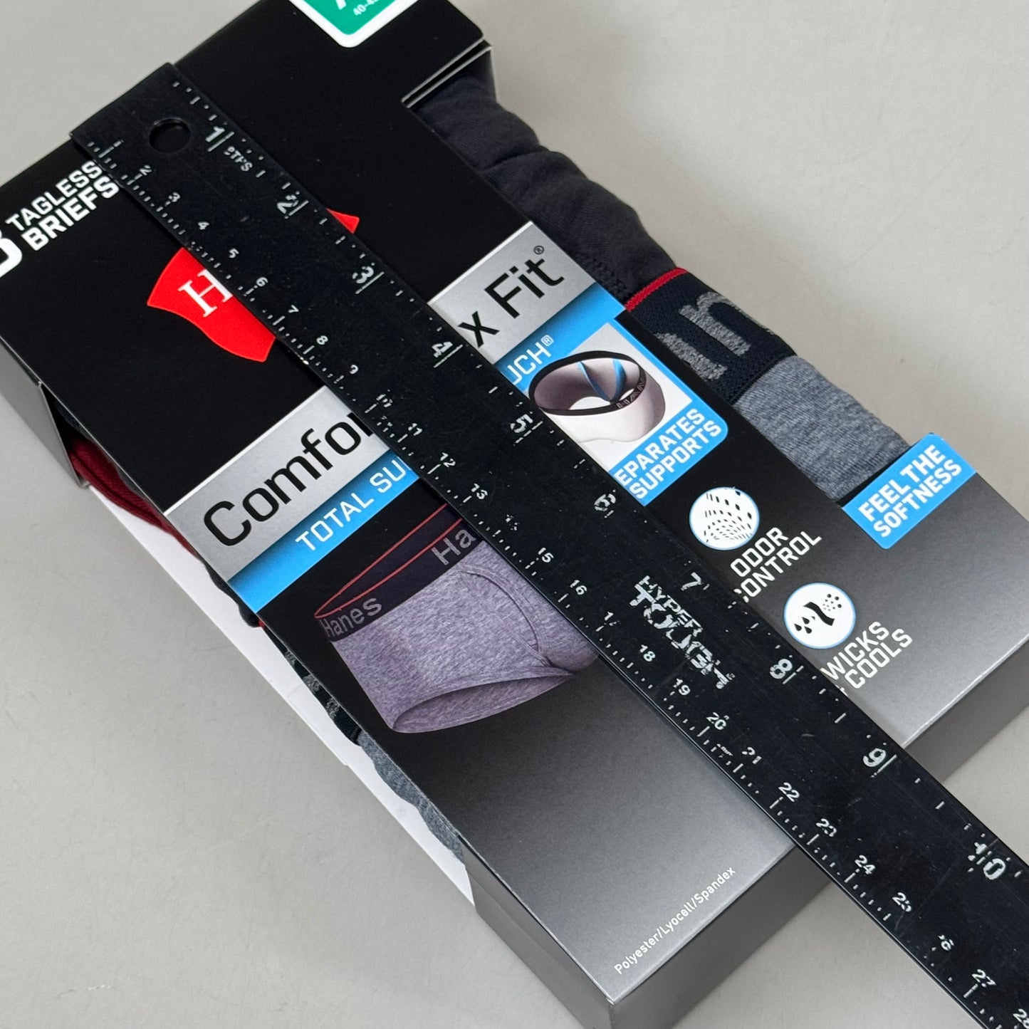 HANES (3 PACK!) Men's Comfort Flex Fit Boxer Briefs Sz XL 40-42" Black/Grey/Red CFFSB3