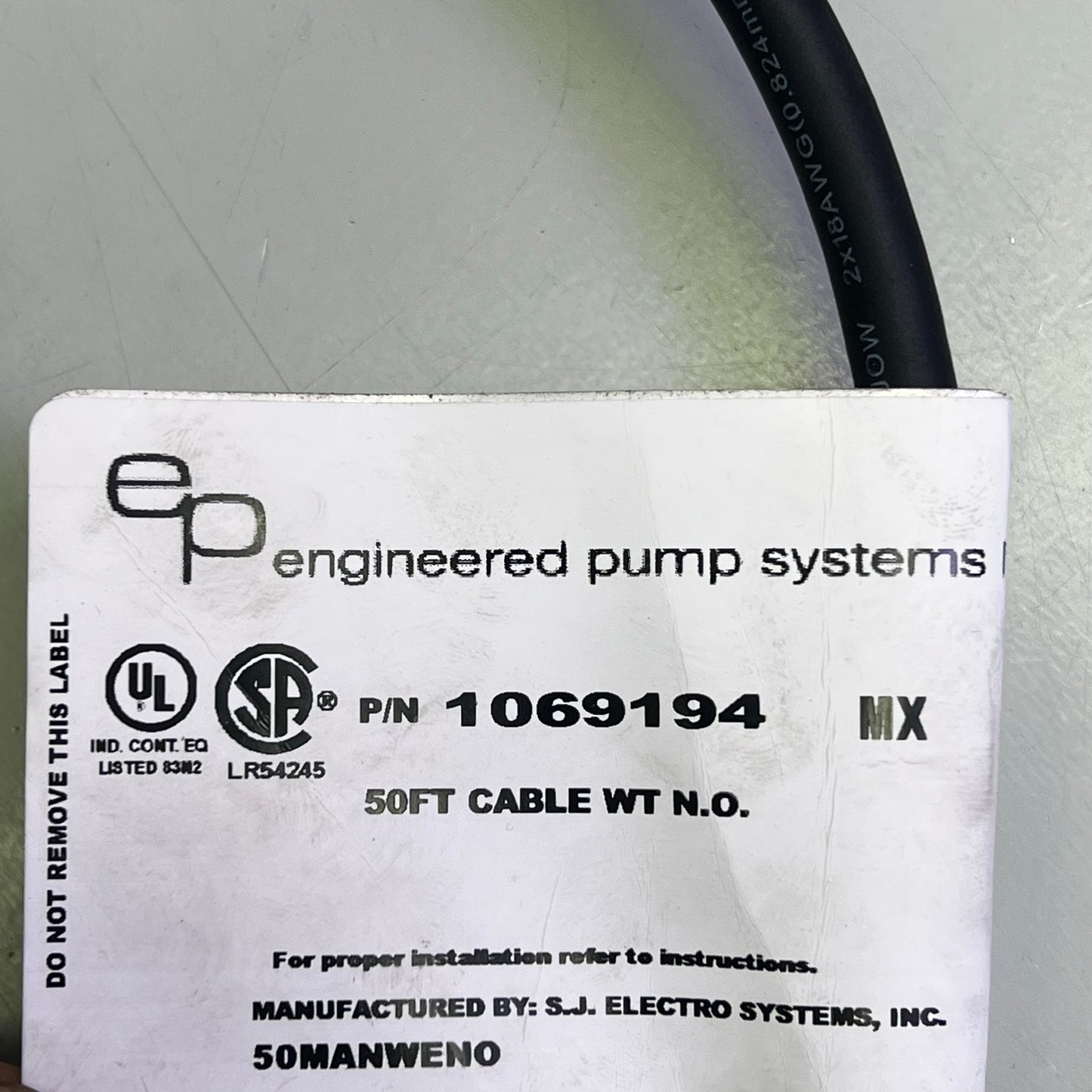 SJE RHOMBUS Mechanically Activated Pump Switch Float Switch 50' Black 1069194