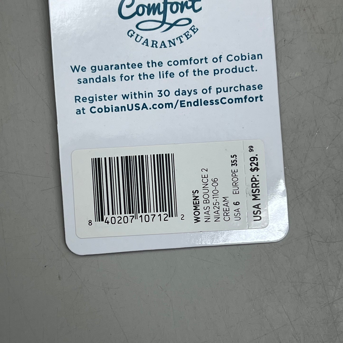 COBIAN Nia's Bounce Synthetic Leather Sandals Women's Sz 6, EU 35.5 Cream NIA25-110-6