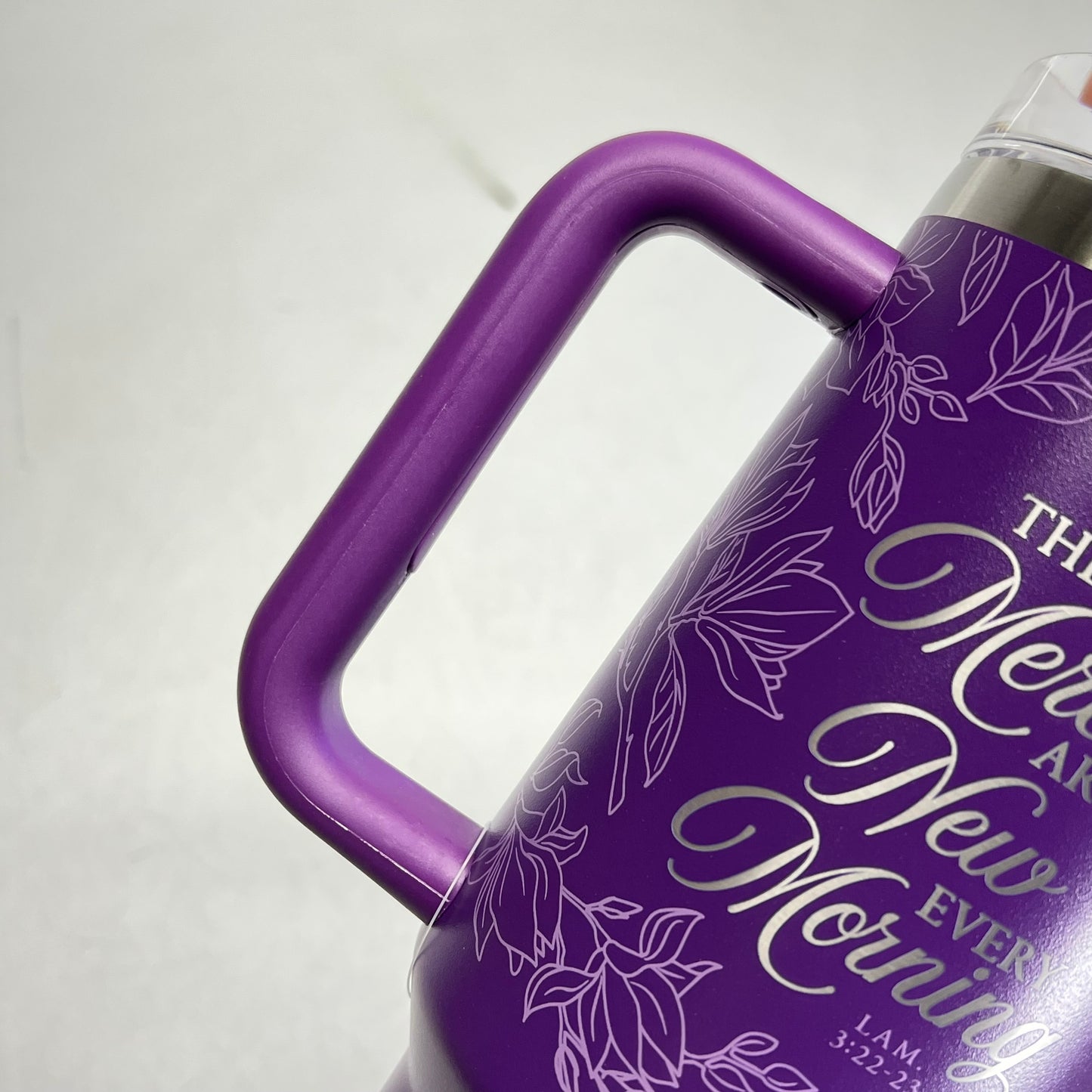CHRISTIAN ART GIFTS Lamentations 3:22-23 Tumbler with Straw 40oz Purple SMUG309