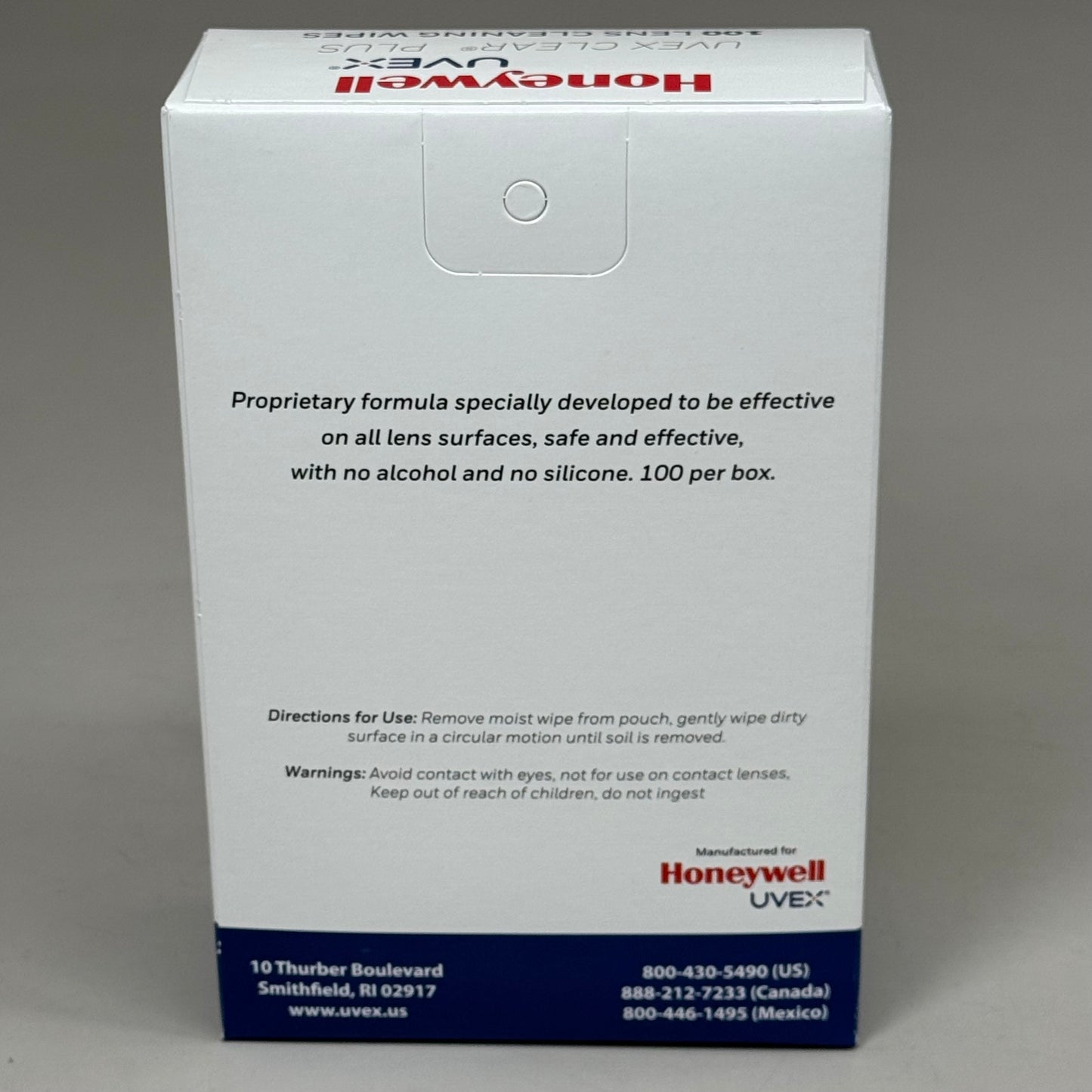 HONEYWELL UVEX (100 PACK) Clear Plus Lens Cleaning Wipes 5" x 6" S470