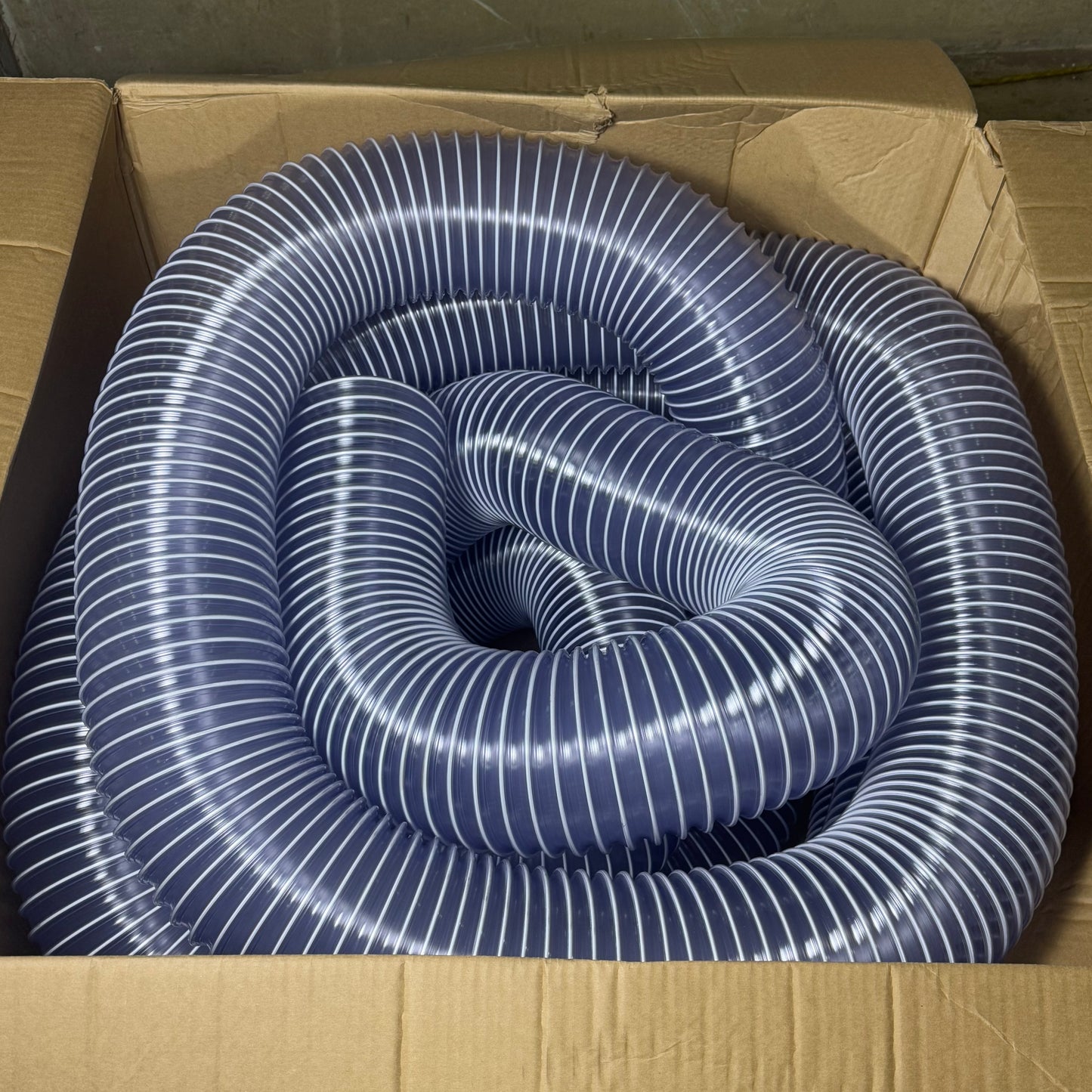 FLEXAUST PVC Vacuum & Duct Hose R-3CLR Sz 50 ft Light Blue 821106000