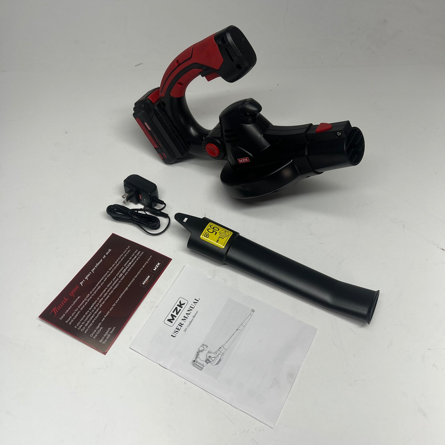 ZA@ MZK Cordless Leaf Blower W/ Lithium Ion Battery  20V Red/Black (As-Is)