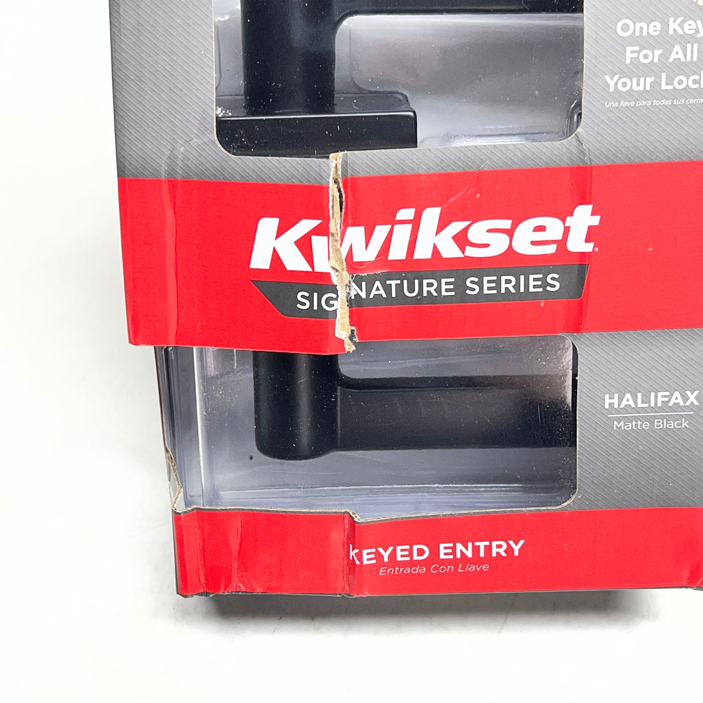 KWIKSET Halifax Square Keyed Entry Handle Smartkey Matte Black 97402-920