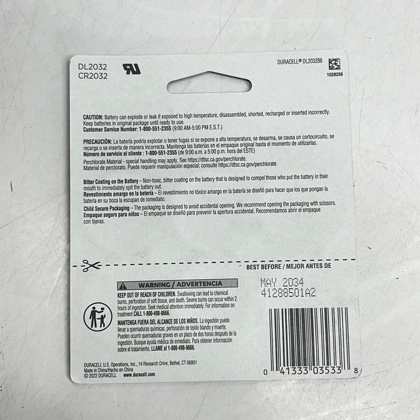 ZA@ DURACELL Lithium Coin Batteries 3V - Set of 6 Silver 2032