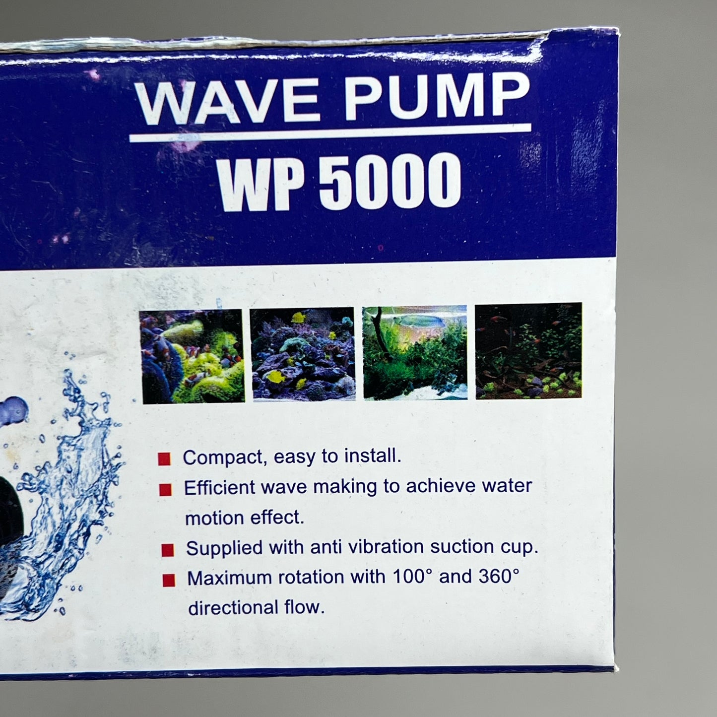 AQUAGLOBE Compact Wave Pump Easy Install Anti Vibration Suction Cup Black WP5000